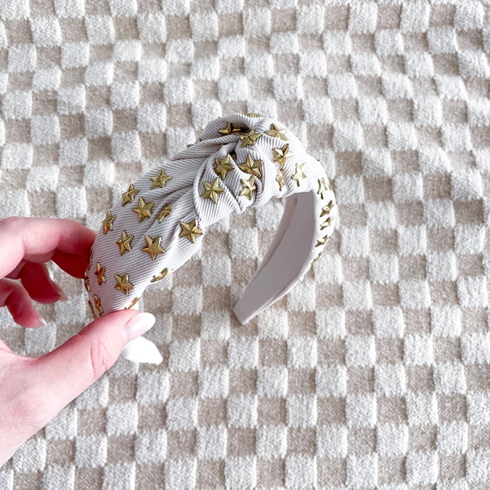 Dew Edit Tan and Gold Star Headband